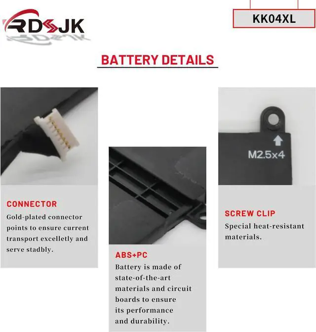 Alt view image 5 of 7 - RDSJK KK04XL Laptop Battery Compatible HP Pro X2 612 G1 HSTNN-UB6E Tablet HSTNN-IB6E HSTNN-I19C 753703-005 753329-1C1 753329-171 7.4V 29Wh