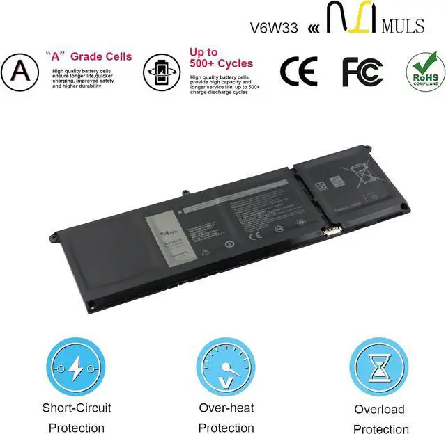 Alt view image 4 of 7 - MULS 54Wh V6W33 Laptop Battery for Dell Latitude 3320 3330 3420 3520 3530