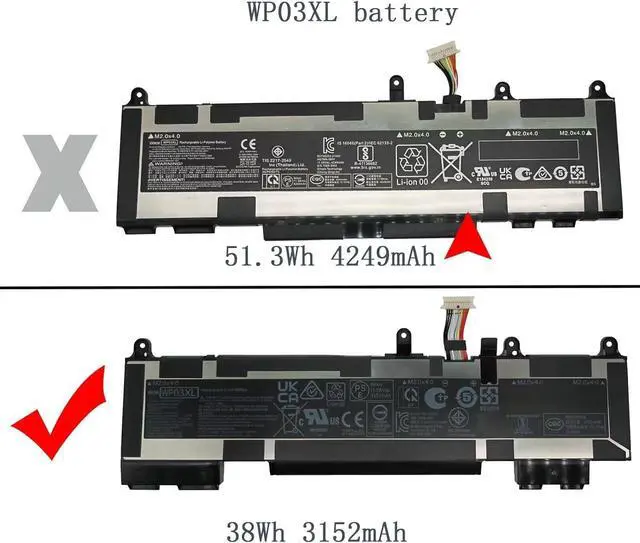 Alt view image 2 of 6 - IZKROR WP03XL 38Wh Battery Replacement for HP EliteBook 830 835 840 845 860 865 G9 / EliteBook 830 835 840 845 860 865 G10 / x360 1040 G9 G10 Series HSTNN-0B2J HSTNN-LB8W HSTNN-LB9C 11.58V