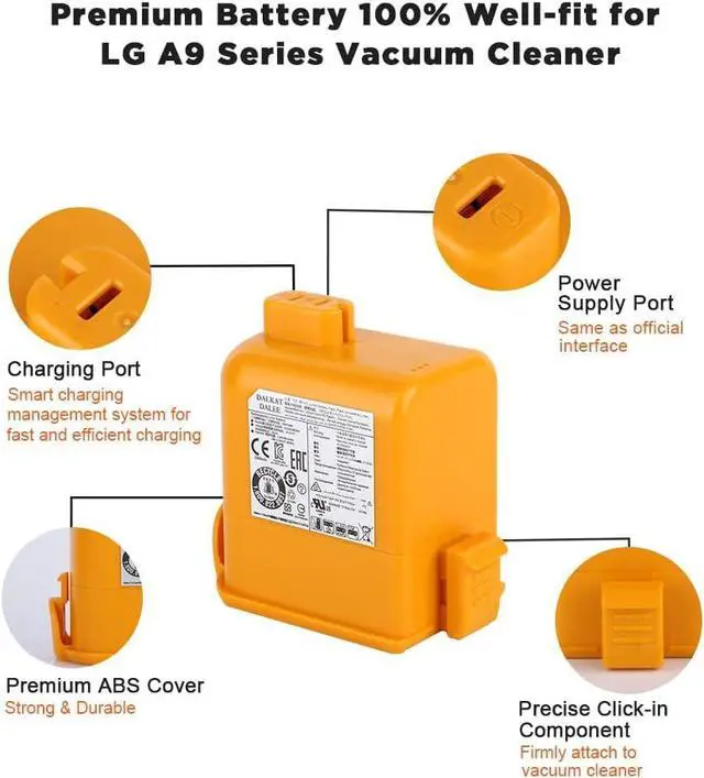 Alt view image 5 of 7 - Dalkat Dalee for LG Cord Zero A9 Battery Replacement Batteries for LG Cord Zero A9 A9K-CORE A9MAX A9T-Ultra A9S A9K-PRO A9M A9MULTI A958 A958SA A9 Plus A929K A905M A907GMS A905RM A908MVR