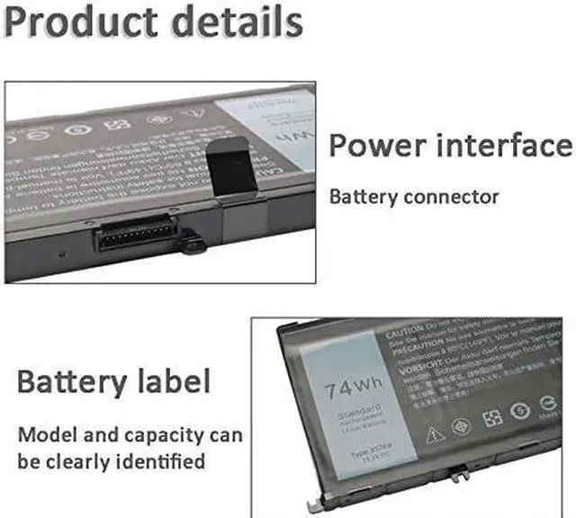 Alt view image 6 of 6 - ROLADA 74WH 357F9 Laptop Battery for Dell Inspiron 15 7000 7566 7559 7557 7567 7759 5576 5577 INS15PD Series 15-7559 INS15PD-1548B 1548R 1748B 1748R 2548R 0GFJ6 71JF4 Gaming Laptop Battery