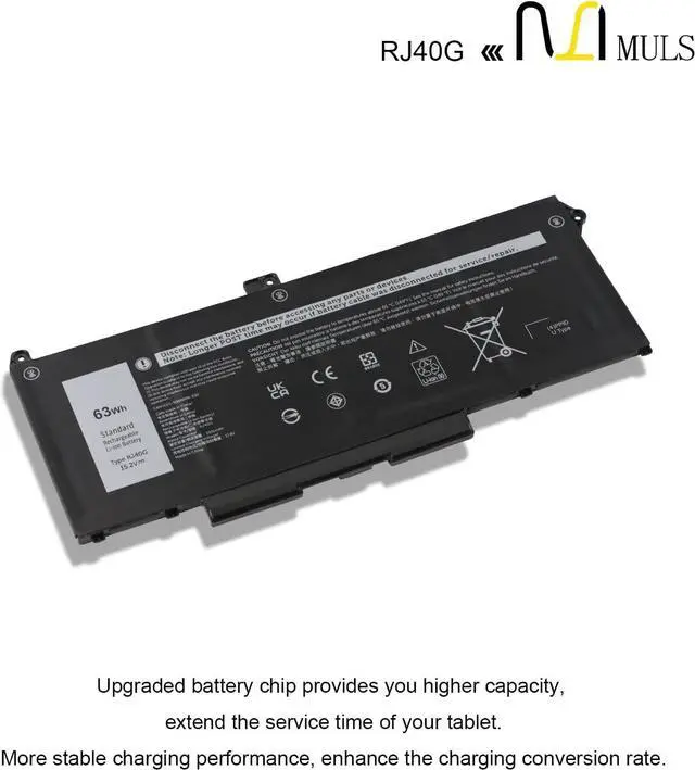 Alt view image 5 of 7 - MULS RJ40G 3500mAh Laptop Battery Replacement for Dell Latitude 14 5420 Latitude 15 5520 Precision 15 3560 Laptop 01K2CF 075X16 WY9DX P137G P137G001 P104F P104F001 0WK3F1 0M3KCN 005R42 63Wh 3-Cells
