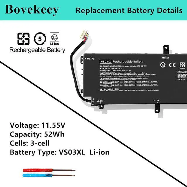 Alt view image 3 of 7 - VS03XL Laptop Battery for HP Envy 15-AS 15T-AS000 15T-AS100 15-AS000 15-AS133CL AS020NR AS068NR AS027CL AS182CL AS043CL AS014W AS091MS AS028TU 849313-850 849047-541 3ICP7/61/80 HSTNN-UB6Y TPN-I125