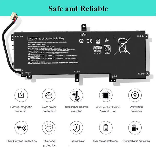 Alt view image 2 of 7 - VS03XL Laptop Battery for HP Envy 15-AS 15T-AS000 15T-AS100 15-AS000 15-AS133CL AS020NR AS068NR AS027CL AS182CL AS043CL AS014W AS091MS AS028TU 849313-850 849047-541 3ICP7/61/80 HSTNN-UB6Y TPN-I125