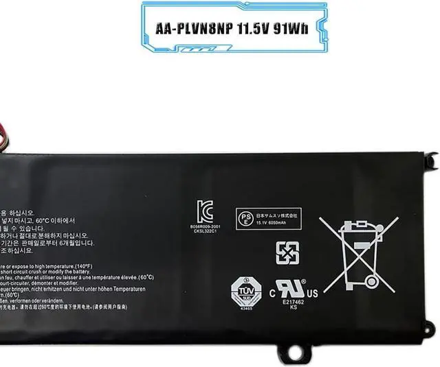 Alt view image 3 of 7 - AA-PLVN8NP 11.5V 91Wh 6050mAh Laptop Battery Replacement for Samsung ATIV Book 8 Touch NP880Z5E NP880Z5E-X01