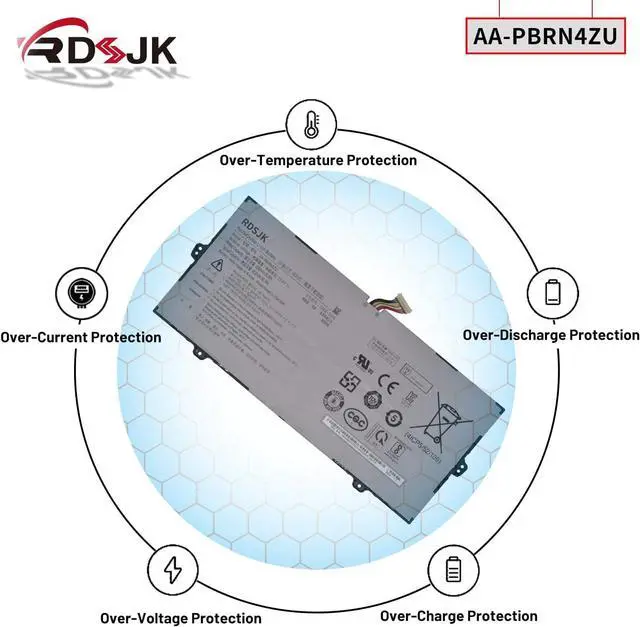 Alt view image 6 of 7 - AA-PBRN4ZU Laptop Battery for Samsung Galaxy Book Flex 930QCG 930QCJ 930XCJ NP930QCG NP930QCG-K01 950QCG 950QCG-X01 950QCG-X03 950QCJ 950XCJ NP950QCG NP950QCG-X01 NP950QCG-K01US Series 15.4V 66.9Wh
