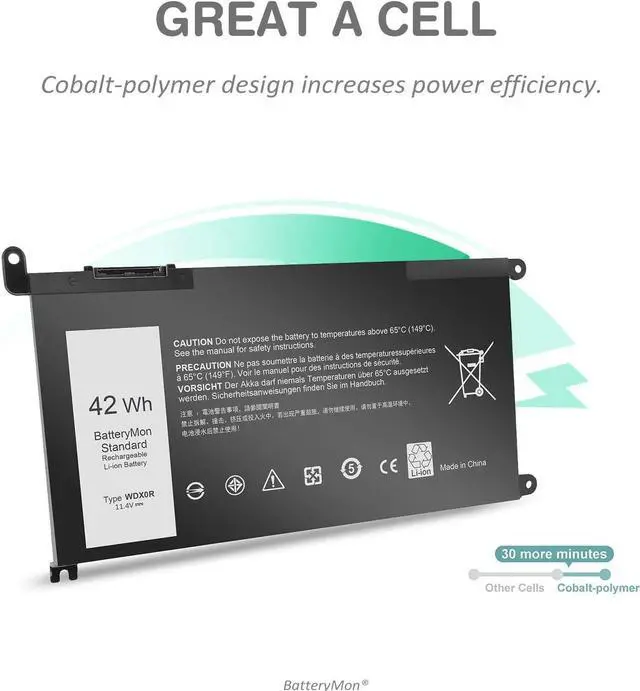 Alt view image 3 of 6 - WDX0R Laptop Battery for dell Inspiron 15 5565 5567 5568 5578 7560 7570 7579 7569 13 5368 5378 7368 7378 17 5765 5767 5770 Series Notebook Battery Fits 3CRH3 T2JX4 FC92N CYMGM [42Wh/11.4v]