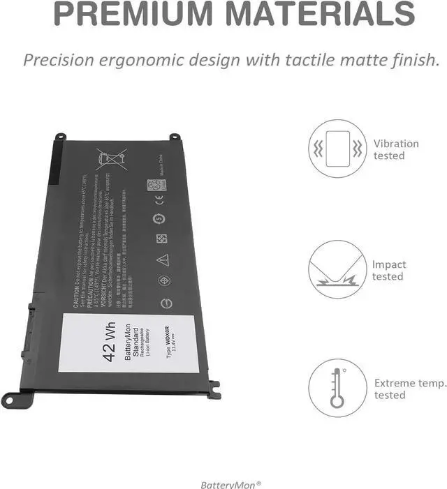 Alt view image 4 of 6 - WDX0R Laptop Battery for dell Inspiron 15 5565 5567 5568 5578 7560 7570 7579 7569 13 5368 5378 7368 7378 17 5765 5767 5770 Series Notebook Battery Fits 3CRH3 T2JX4 FC92N CYMGM [42Wh/11.4v]