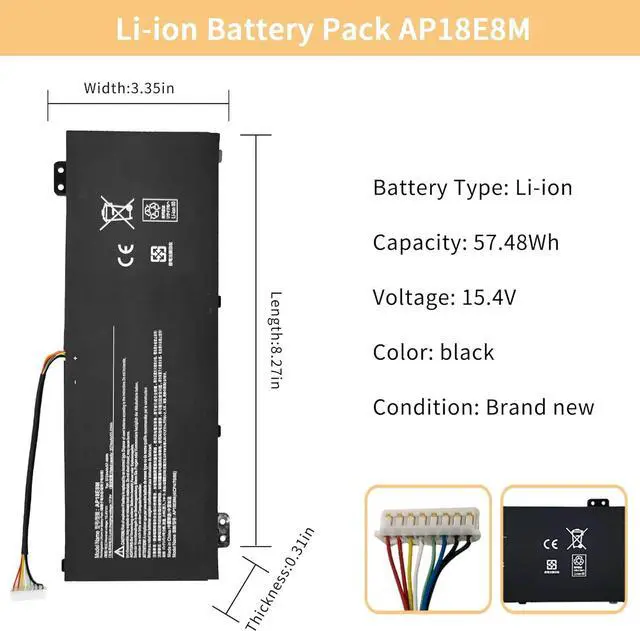 Alt view image 2 of 7 - NBULBL AP18E7M AP18E8M Laptop Battery Replacement for Acer Nitro 5 AN51751 AN51752 AN51554 Aspire 7 AN71551 A71574 A71574G ConceptD CN31571P CN51571 71P Predator Triton 300 PT31551