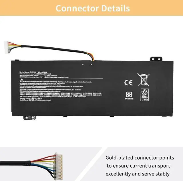 Alt view image 3 of 7 - NBULBL AP18E7M AP18E8M Laptop Battery Replacement for Acer Nitro 5 AN51751 AN51752 AN51554 Aspire 7 AN71551 A71574 A71574G ConceptD CN31571P CN51571 71P Predator Triton 300 PT31551