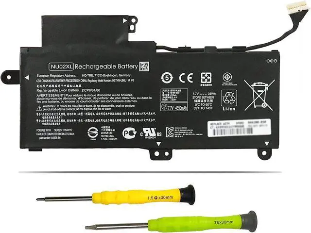 Main image of NU02XL Laptop Battery Replacement for HP Pavillion X360 M1 M1-U001DX 11-U007TU 11-U018CA 11-U012TU 11-U020CA Series 844200-850 843535-541 NU02035XL HSTNN-UB6U HSTNN-UB6V TPN-W117 7.7V 35Wh