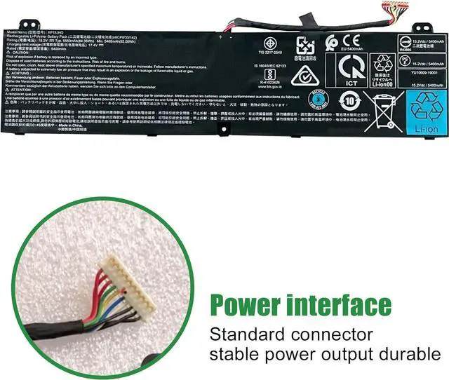 Alt view image 3 of 6 - JIAZIJIA AP18JHQ Laptop Battery Replacement for Acer Predator Triton 500 PT515-51 PT515-52 Series Notebook 15.2V 84.36Wh 5550mAh