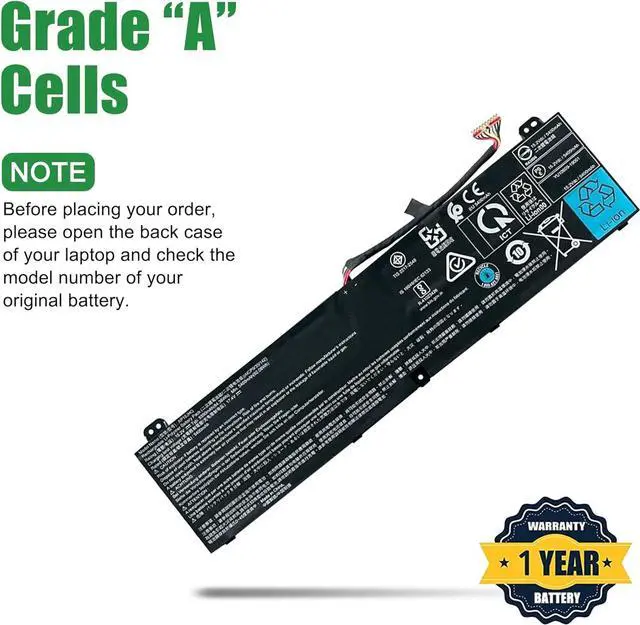 Alt view image 4 of 6 - JIAZIJIA AP18JHQ Laptop Battery Replacement for Acer Predator Triton 500 PT515-51 PT515-52 Series Notebook 15.2V 84.36Wh 5550mAh
