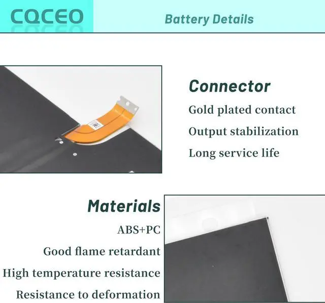 Alt view image 2 of 7 - CQCEO G3HTA005H G3HTA009H Tablet Battery for Microsoft Surface PRO 3 1631 Series 1577-9700 MS011301-PLP22T02 7.6V 42.2Wh 5547mAh