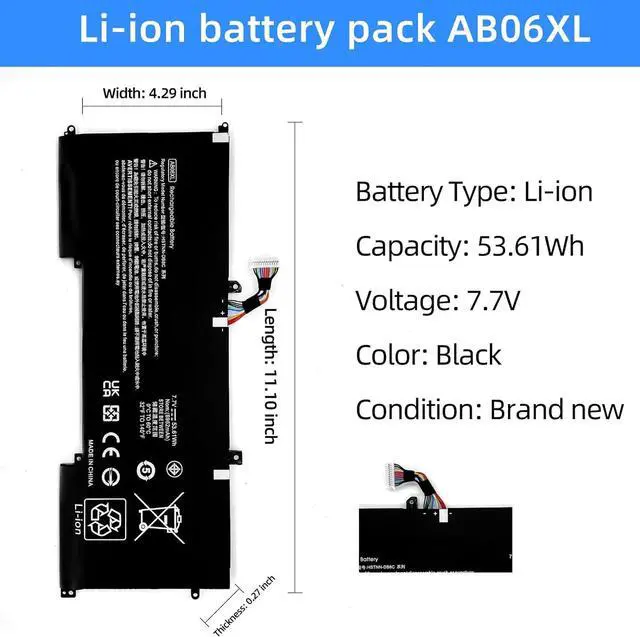 Alt view image 2 of 7 - NBULBL AB06XL Replacement Laptop Battery Compatible with Hp Envy 13 2017 13-AD019TU AD022TU AD023TU AD024TU AD025TU AD026TU AD027TU TPNI128 Series HSTNN-DB8C 921408-2C1 921438-855