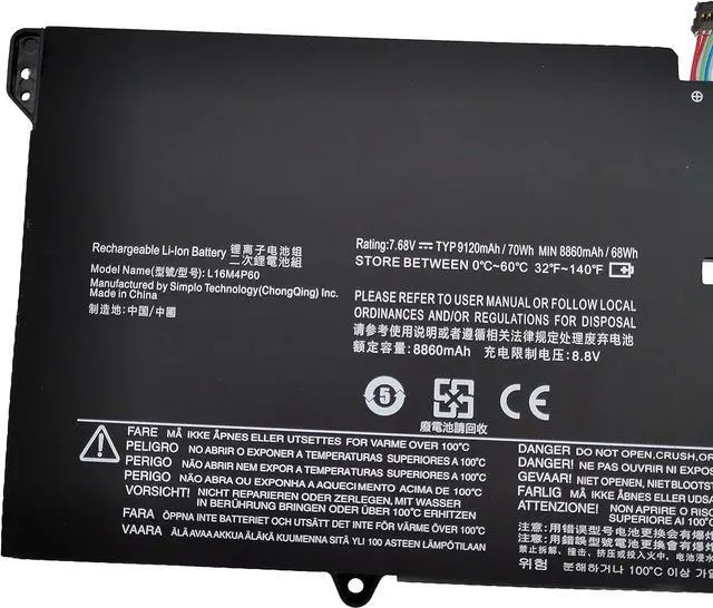Alt view image 2 of 6 - Fully L16M4P60 L16C4P61 Replacement Battery Compatible with Lenovo Yoga 920 920-13IKB 920-13IKB-80Y7 Flex Pro-13IKB Yoga 6 Pro 13IKB Series Notebook 5B10N01565 5B10N17665 5B10W67249-70Wh 7.68V
