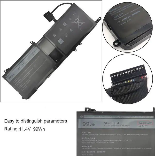 Alt view image 3 of 6 - 99WH 9NJM1 Battery for Dell Alienware 15 R3 R4 17 R4 R5 P31E P69F P31E001 P31E002 P69F001 P69F002 ALW17C-D1738 D1748 D1758 D1848 D2738 D2748 D2758 R1748 Notebook 0546FF 0HF250 44T2R HF250 MG2YH 0MG2YH