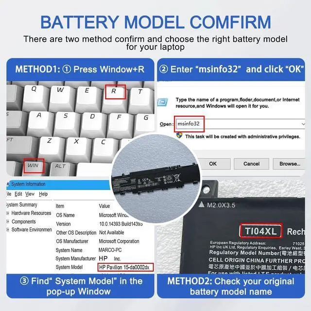 Alt view image 4 of 6 - JOTACT TI04XL Laptop Battery Compatible with HP Envy 17 Envy 17-ch Series Notebook TI04XL HSTNN-IB9T M24420-1D1 M24563-005 TI04055XL M24420-1C1 Battery 15.12V 55.67Wh