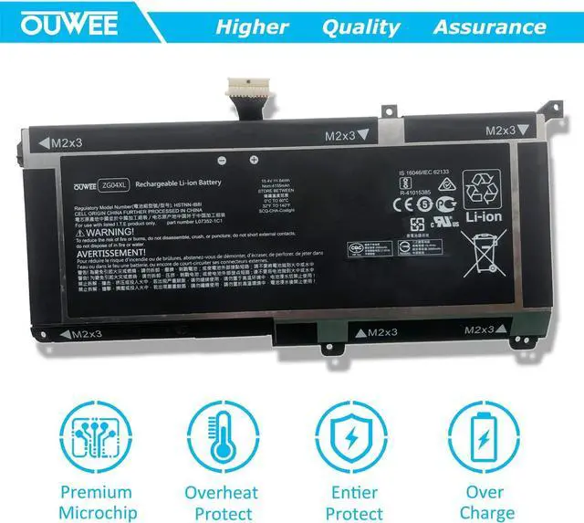 Alt view image 5 of 7 - OUWEE ZG04XL Laptop Battery Compatible with HP ZBook Studio X360 G5 Elitebook1050 G1 Series Notebook HSTNN-IB8I L07046-855 L07352-1C1 15.4V 64Wh 4155mAh 4-Cell