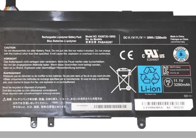 Alt view image 2 of 3 - BOWEIRUI PA5073U-1BRS (11.1V 38Wh 3280mAh) Replacement Laptop Battery for Toshiba Satellite U925T U920T Series P000563900