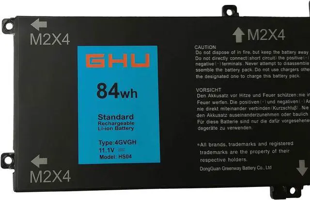 Alt view image 4 of 6 - GHU New Battery Replacement for 4GVGH 84 WH Compatible with Dell Precision 5510, Dell XPS 15 9550 Series Fit 1P6KD 11.1v Li-Polymer