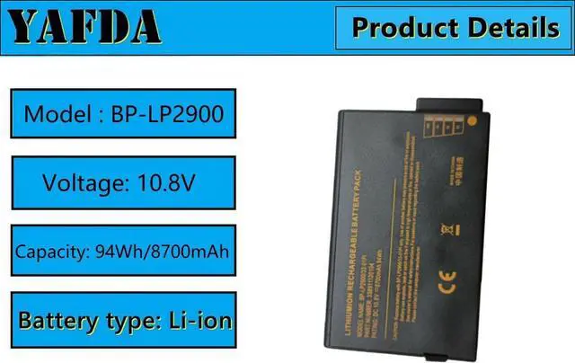 Alt view image 2 of 4 - Yafda BP-LP2900/33-01PI New Battery Replacement for Getac M230 X500 V100 V1010 V200 S400 DR202S RS2020 LI202S Series 338911120104 BP-LC2600/33-01S1 338911120060 NI202HD 10.8V 94 Wh /8400mA