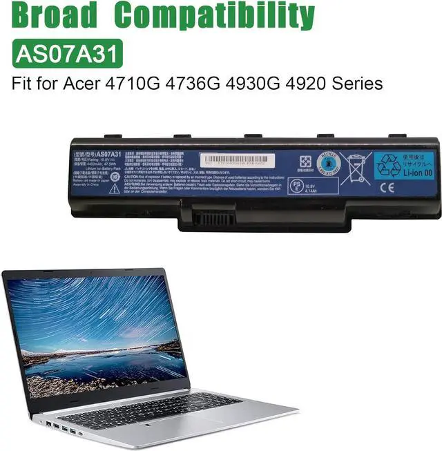 Alt view image 4 of 5 - JIAZIJIA AS07A31 Laptop Battery Replacement for Acer 4710G 4736G 4930G 4920 Series Notebook 10.8V 47.5Wh 4400mAh