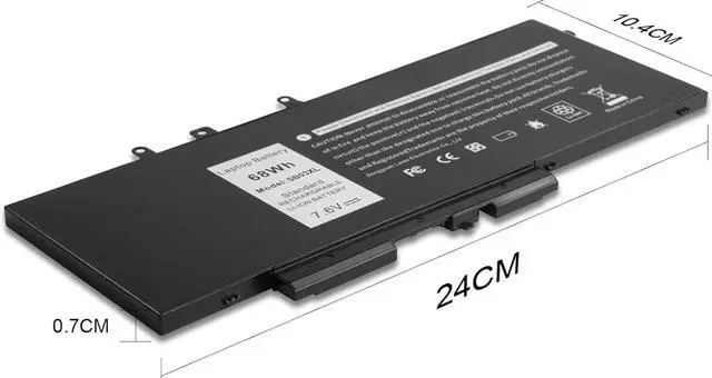 Alt view image 4 of 7 - 68Wh Laptop Battery Replacement for Dell Latitude 5480 5580 5490 5590 5491 5591 5495 5488 Notebook GJKNX 93FTF 3DDDG 0GD1JP GD1JP DY9NT 0DY9NT 5YHR4 KCM82 0KCM82