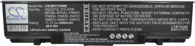 Alt view image 5 of 5 - Auronino Replacement Battery for Studio 1736 Studio 1737 Studio 1735 Compatible with MT342 KM978 312-0711 312-0708 RM868 PW824 RM870 KM974 PW835 PW823 312-0712 RM791 KM973 MT335(4400mAh)