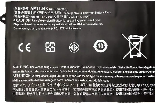 Alt view image 2 of 5 - FLIWER AP13J4K AP13J3K Replacement Battery Compatible with Acer Chromebook C720 C720P C740 KT00304001 [11.4V 45Wh]