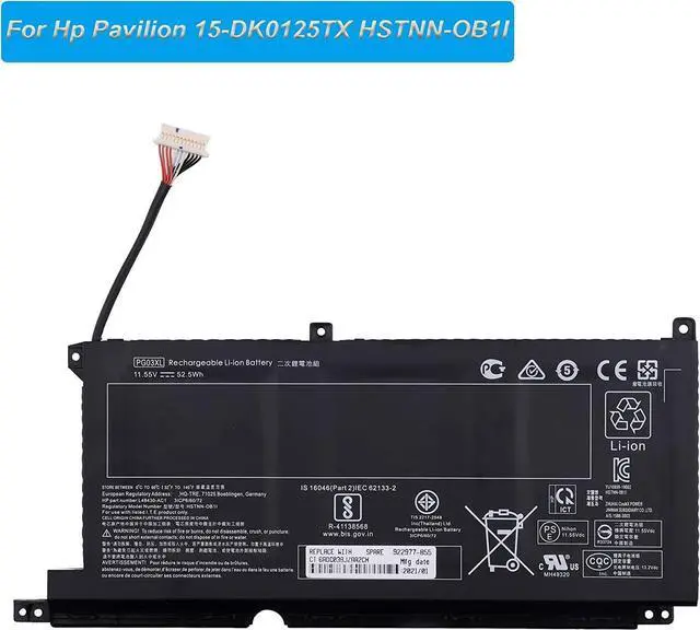 Alt view image 2 of 4 - E-YIIVIIL Replacement Battery PG03XL Compatible with Hp Pavilion 15-DK 15-DK0125TX HSTNN-OB1I Battery