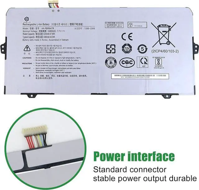 Alt view image 3 of 6 - JIAZIJIA AA-PBRN4TR Laptop Battery Replacement for Samsung Galaxy Chromebook XE930QCA XE930QCA-K02US XE930QCA-K01US Series Notebook 7.7V 47.9Wh 6230mAh