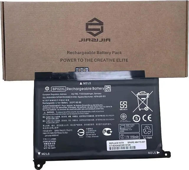 Main image of JIAZIJIA BP02XL Laptop Battery Replacement for Hp Pavilion 15-AW001CY 15-AW002LA 15-AW003LA 15-AW004AT 15-AW004NG 15-AW004NT 15-AW006NG Series HSTNN-UB7B 849569-541 484170-001 Black 7.7V 41Wh 5150mAh