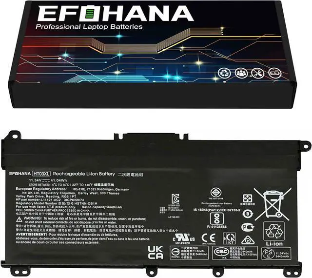 Main image of efohana HT03XL Laptop Battery Replacement for HP Pavilion 14 14S 14Q 15 15G 15T 17 Envy 15T 17T 250 255 G7 Series Notebook HSTNN-DB8R HSTNN-UB7J HSTNN-LB8L HSTNN-IB8O L11421-542