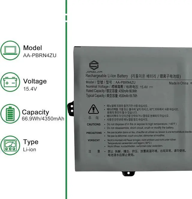 Alt view image 2 of 6 - JIAZIJIA AA-PBRN4ZU Laptop Battery Replacement for Samsung Galaxy Book Flex 15-NP950 950QCJ 930QCJ 950XCJ 930XCJ Series Notebook 15.4V 66.9Wh