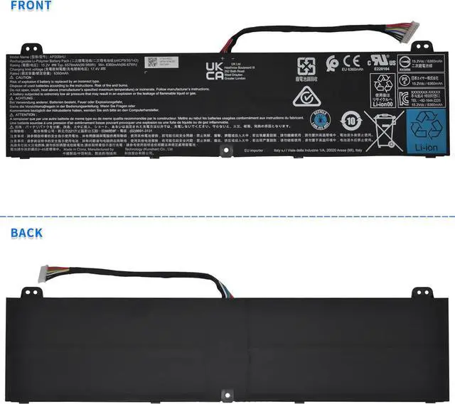 Alt view image 3 of 7 - AP20BHU Long Cable Laptop Battery For Acer Predator Triton 500 SE 16" PT516-51S PT516-51S-70TP PT516-51S-71Q2 PT516-51S-72KR PT516-51S-76LF PT516-51S-78CR PT516-51S-92CB PT516-51S-96BX Series 99.98Wh