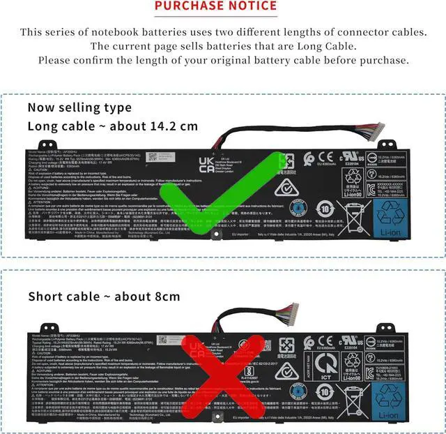 Alt view image 2 of 7 - AP20BHU Long Cable Laptop Battery For Acer Predator Triton 500 SE 16" PT516-51S PT516-51S-70TP PT516-51S-71Q2 PT516-51S-72KR PT516-51S-76LF PT516-51S-78CR PT516-51S-92CB PT516-51S-96BX Series 99.98Wh