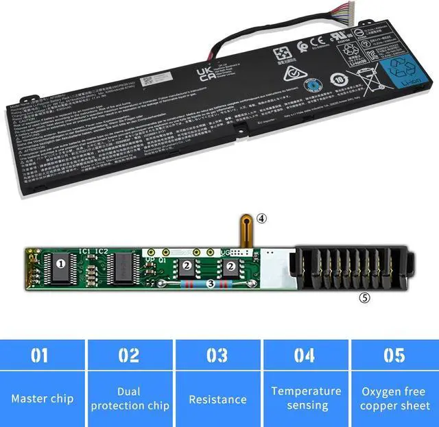 Alt view image 6 of 7 - AP20BHU Long Cable Laptop Battery For Acer Predator Triton 500 SE 16" PT516-51S PT516-51S-70TP PT516-51S-71Q2 PT516-51S-72KR PT516-51S-76LF PT516-51S-78CR PT516-51S-92CB PT516-51S-96BX Series 99.98Wh