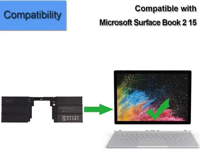 Alt view image 5 of 5 - Keyboard Battery G3HTA041H G3HTA040H Compatible with Microsoft Surface Book 2 15 Inch Performance Base