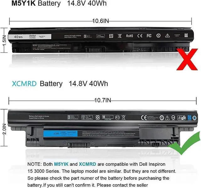 Alt view image 2 of 7 - 40Wh XCMRD 14.8V Battery for Dell Inspiron 15 3000 Series 15 3542 3541 3531 3543 3537 3521 15R 5521 5537 14 3421 3437 3443 14R 5421 5437 17 3721 3737 17R 5737 5721 Latitude 3540 3440 FW1MN P28F P40F