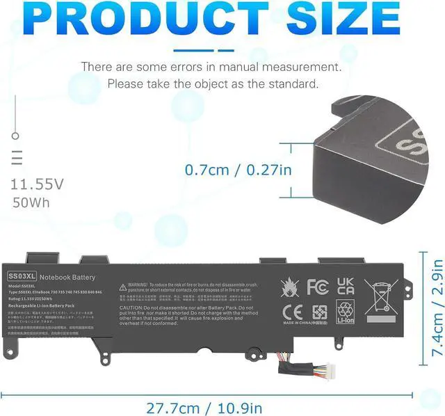 Alt view image 3 of 7 - TREE.NB Battery SS03XL 933321-855 for Hp EliteBook 840 G5 G6 Battery 730 735 740 745 830 846 G5 840 G6 735 745 830 G6 ZBook 14U G5 G6 HSN-I13C-4 932823-421 933321-852