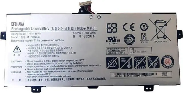 Main image of efohana AA-PBUN4AR Laptop Battery Replacement for Samsung ATIV Book 9 Spin 940X3L Notebook 9 900X5L NT900X5H NT900X5L NT900X5M NT900X5P NT900X5W NT901X5L Series Notebook BA43-00375A 7.7V 39Wh