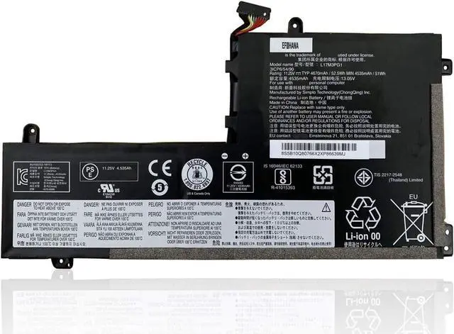 Main image of L17M3PG1 Laptop Battery Replacement for Legion Y530-15ICH Y7000 2019 1050 Y7000-2019-PG0 Y7000P Y545-PG0 Series Notebook L17L3PG1 L17C3PG1 L17M3PG3 11.25V 52.5Wh 4670mAh 3-Cells