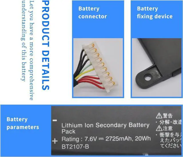 Alt view image 3 of 7 - HXPKH BT2107-B Laptop Battery for EPSOP BT2107-B Laptop Battery 7.6V 2725mAh/20Wh