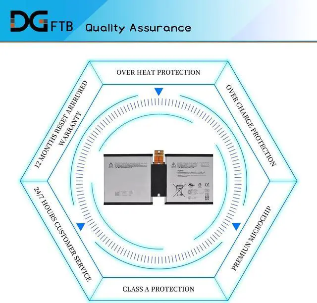 Alt view image 6 of 7 - DGTECH G3HTA003H G3HTA004H G3HTA007H Replacement Laptop Battery for Microsoft Surface 3 1645 3.78V 27.5Wh 7270mAh