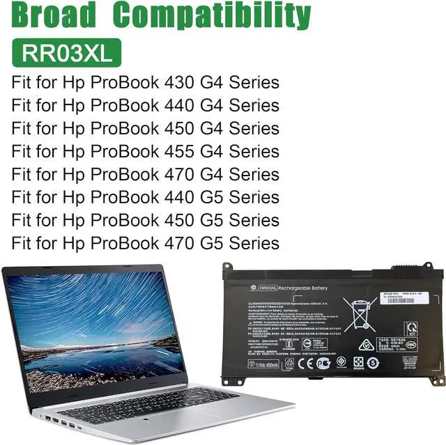 Alt view image 5 of 6 - JIAZIJIA RR03XL 851610-850 Laptop Battery Replacement for Hp ProBook 430 440 450 455 470 G4 440 450 470 G5 Series Notebook HSTNN-UB7C 851477-541 11.4V 48Wh 4212mAh