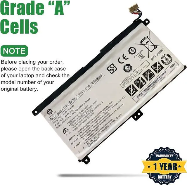 Alt view image 3 of 5 - JIAZIJIA AA-PBUN3AB AA-PBUN3QB Laptop Battery Replacement for Samsung Notebook 5 NP550XTA-K0 Series Notebook 11.4V 43Wh 3780mAh