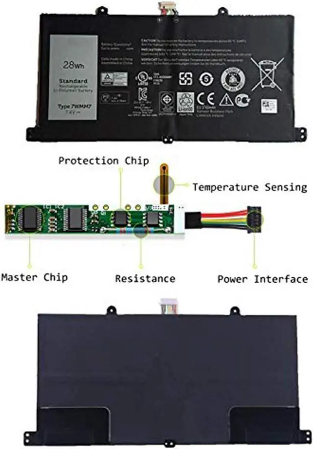 Alt view image 5 of 7 - BOWEIRUI 7WMM7 (7.4V 28Wh) Laptop Battery Replacement for Dell Venue 11 Pro Keyboard Dock D1R74 Series Notebook CFC6C CP305193L1 DL011301-PLP22G01 D1R74