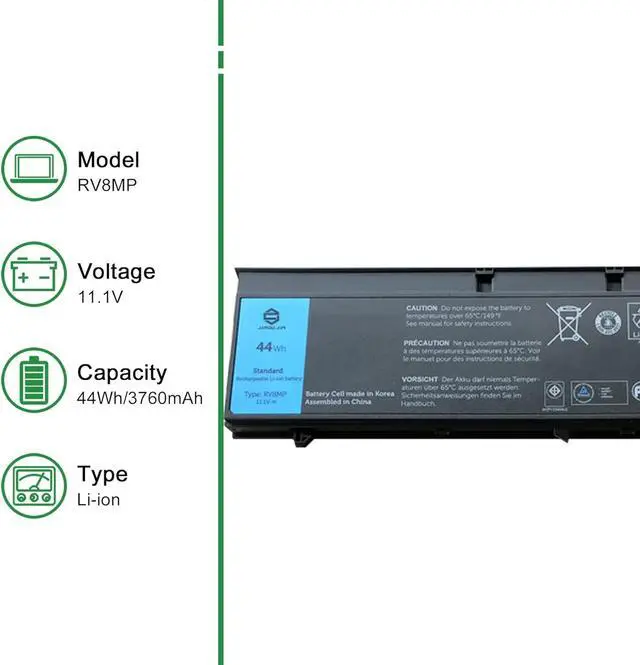 Alt view image 2 of 5 - JIAZIJIA RV8MP Laptop Battery Replacement for Dell Latitude XT3 Tablet Series Notebook 11.1V 44Wh