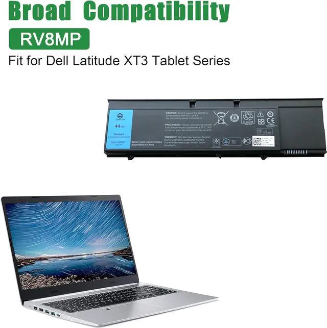 Alt view image 4 of 5 - JIAZIJIA RV8MP Laptop Battery Replacement for Dell Latitude XT3 Tablet Series Notebook 11.1V 44Wh
